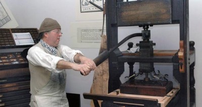 Recreation of the 18c Boston Gazette print shop