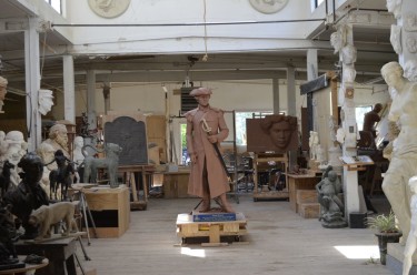 Sculptor Robert Schure's mold for Joseph Warren statue awaits casting at Skylight Studios